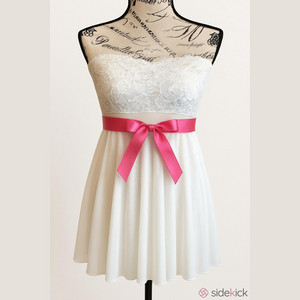 H.O.T. white & pink strapless lace & sheer babydoll lingerie mini dress